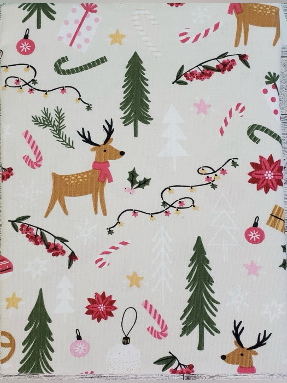 Twilight Town Christmas Reindeer Pink Peppermint Shower Curtain 72x72 NWT